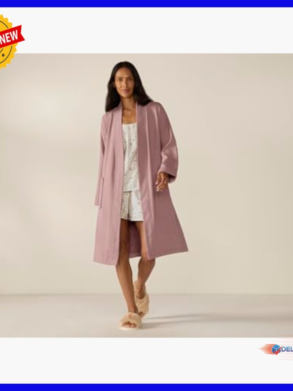 Lightweight Terry Robe Organic Cotton Unisex Bathrobe Adjustable Belt - Picture 5 of 7